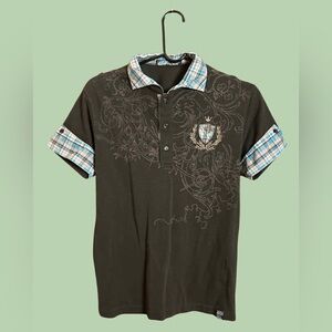 Brown with Green Checkered Polo Shirt